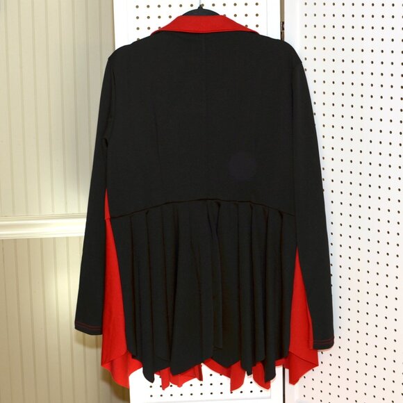 Plus Size 1XL Black & Red Long Sleeve Peplum Ruffle Casual Blazer Jacket - Picture 6 of 14